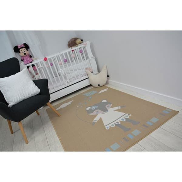 Lasten Matto LOKO Hiiri beige liukastumisenesto, 160x220 cm