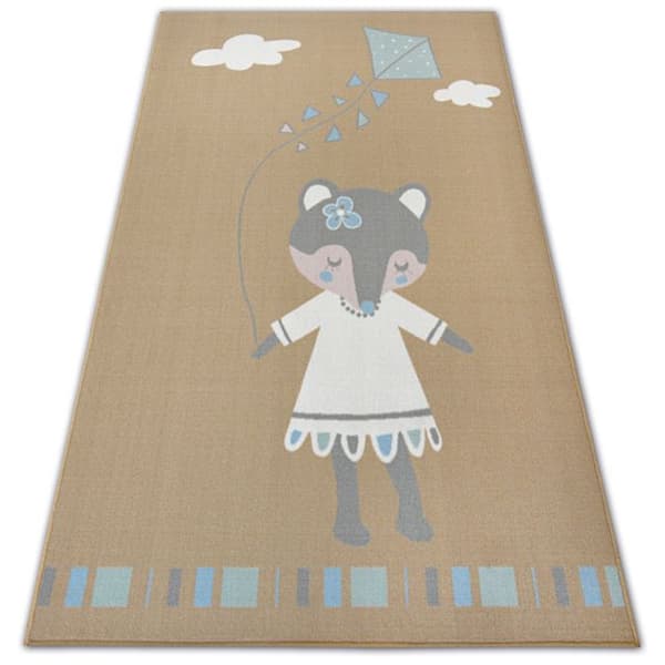 Lasten Matto LOKO Hiiri beige liukastumisenesto, 120x170 cm