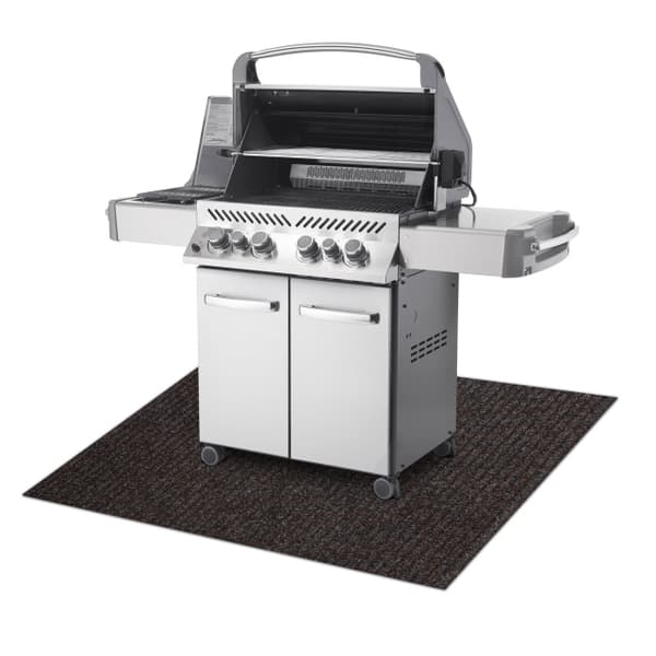 Beskyttende grillmåtte GIN 7053 til terrassen, udendørs - brun, 80x120 cm