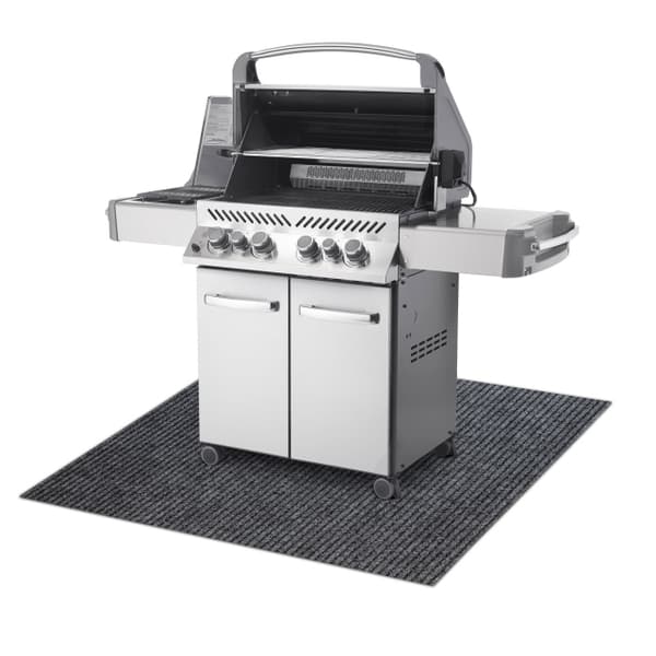 Beskyttende grillmåtte GIN 2126 til terrassen, udendørs - grå, 80x150 cm
