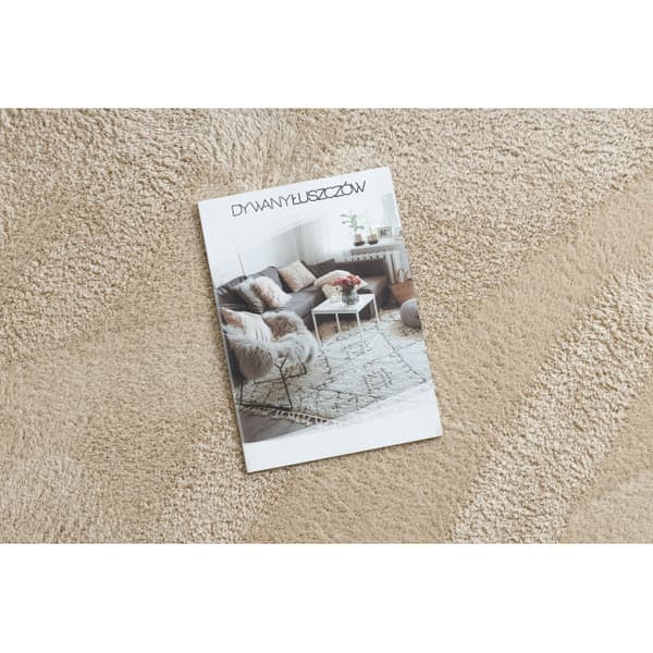 Modern tvätt matta LINDO beige, halkskyddad, lurvig, 120x170 cm