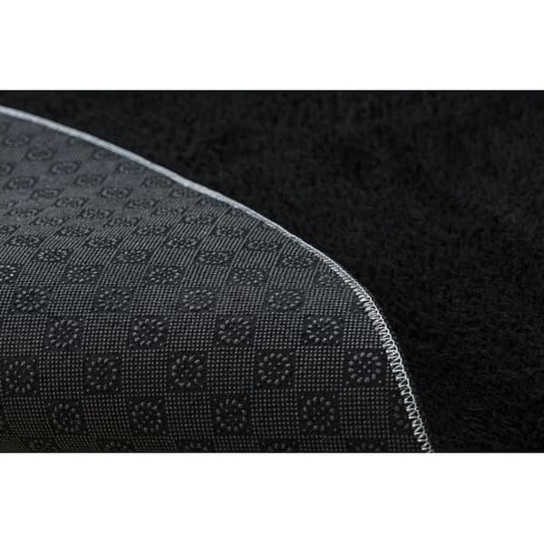 Moderne vaske tæppe LINDO cirkel sort, skridsikkert, pjusket, cirkel 150 cm