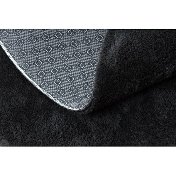 Moderne vaske tæppe LINDO cirkel sort, skridsikkert, pjusket, cirkel 150 cm
