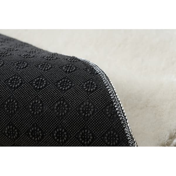 Moderne vaske tæppe LINDO cirkel creme, skridsikkert, pjusket, cirkel 80 cm