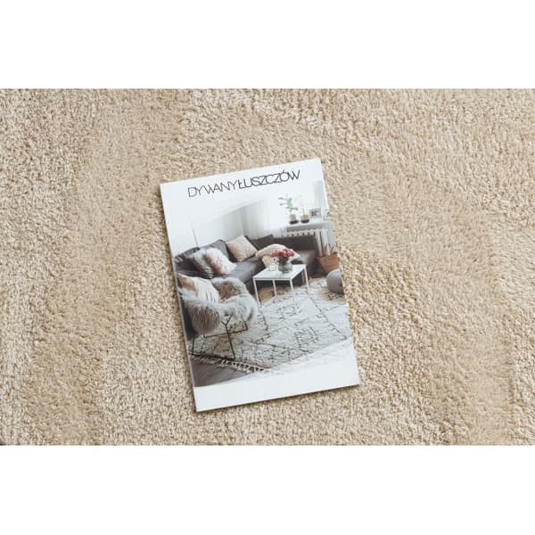 Modern tvätt matta LINDO circle beige, halkskyddad, lurvig, cirkel 80 cm