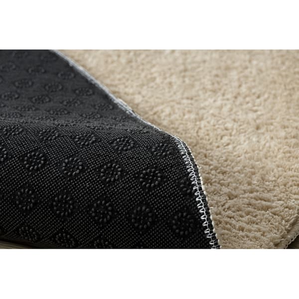 Modern tvätt matta LINDO circle beige, halkskyddad, lurvig, cirkel 120 cm