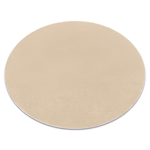 Modern tvätt matta LINDO circle beige, halkskyddad, lurvig, cirkel 120 cm