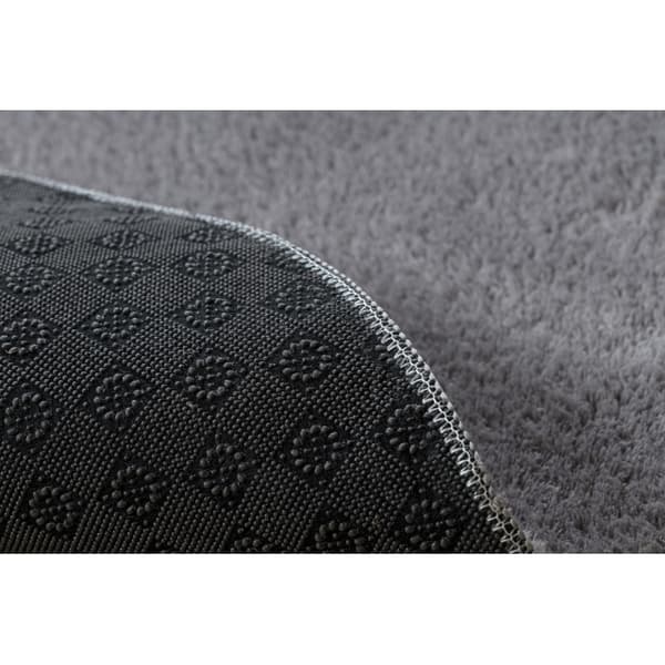 Modern tvätt matta LINDO circle grå, halkskyddad, lurvig, cirkel 60 cm