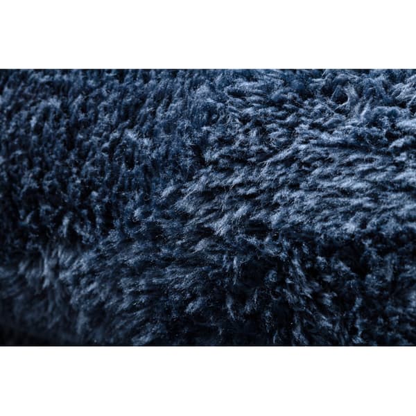 Moderni pesumatto LINDO pyöreä tummansininen, liukumaton, takkuinen, cirkel 80 cm