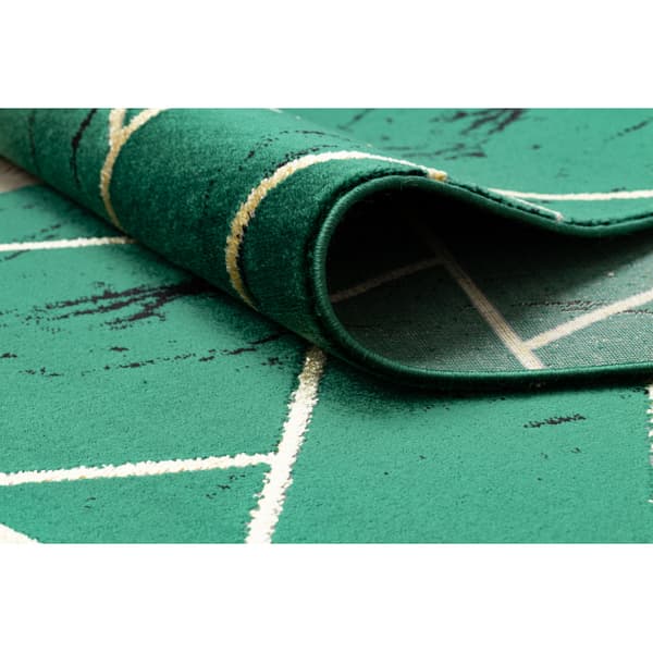 Tæppeløber EMERALD eksklusiv 1012 glamour, stilfuld marmor, geometrisk flaske grøn / guld 80 cm, 80x190 cm