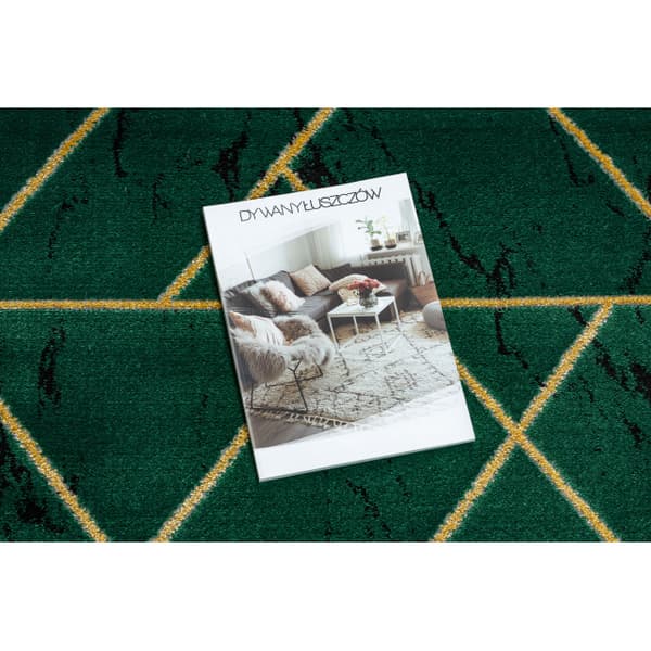 Exklusiv EMERALD Löpare 1012 glamour, snygg marble, geometrisk flaska grön / guld 80 cm, 80x530 cm