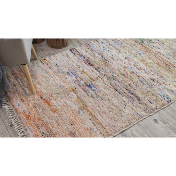 BERBER matto MR4298 Beni Mrirt käsinkudottu Marokosta, Abstrakti - beige / oranssi, 120x190 cm