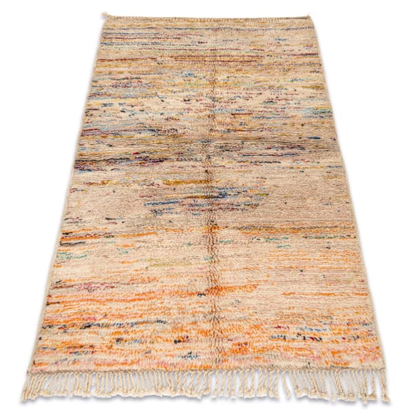BERBER matto MR4298 Beni Mrirt käsinkudottu Marokosta, Abstrakti - beige / oranssi, 120x190 cm