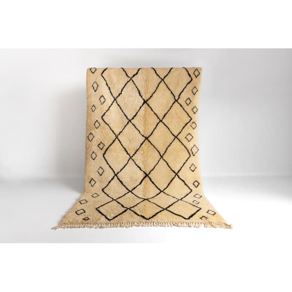 BERBER tæppe MR1652 Beni Mrirt håndvævet fra Marokko, Romber - beige / sort, 160x260 cm