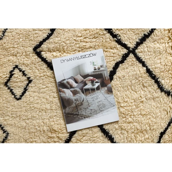 BERBER tæppe MR1652 Beni Mrirt håndvævet fra Marokko, Romber - beige / sort, 160x260 cm