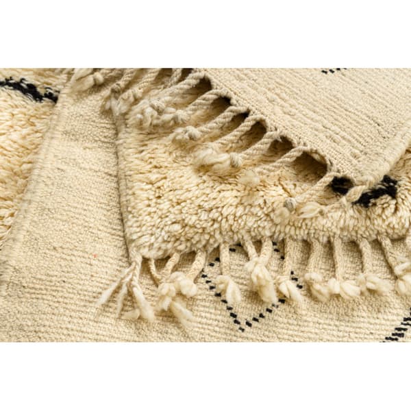 BERBER tæppe MR1652 Beni Mrirt håndvævet fra Marokko, Romber - beige / sort, 160x260 cm