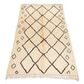 Miniatyrbillede 1 af 5: BERBER tæppe MR1652 Beni Mrirt håndvævet fra Marokko, Romber - beige / sort, 160x260 cm