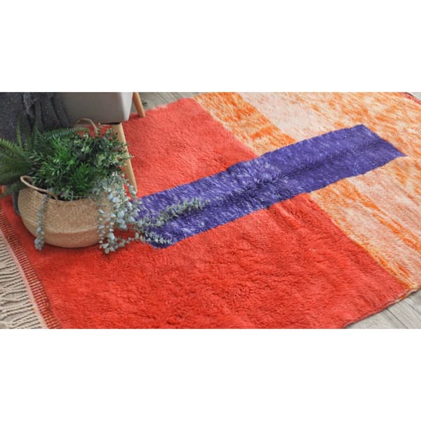 BERBER matto MR4015 Beni Mrirt käsinkudottu Marokosta, Geometrinen - punainen / oranssi, 150x200 cm