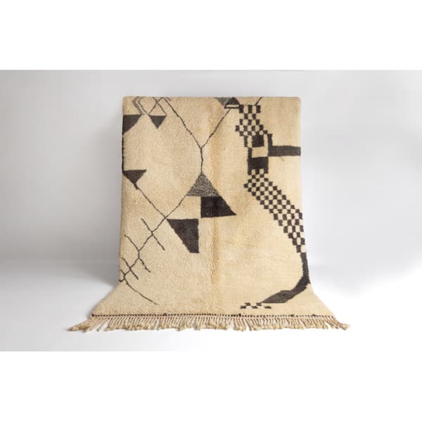 BERBER matto MR1801 Beni Mrirt käsinkudottu Marokosta, Boho - beige / harmaa, 150x240 cm