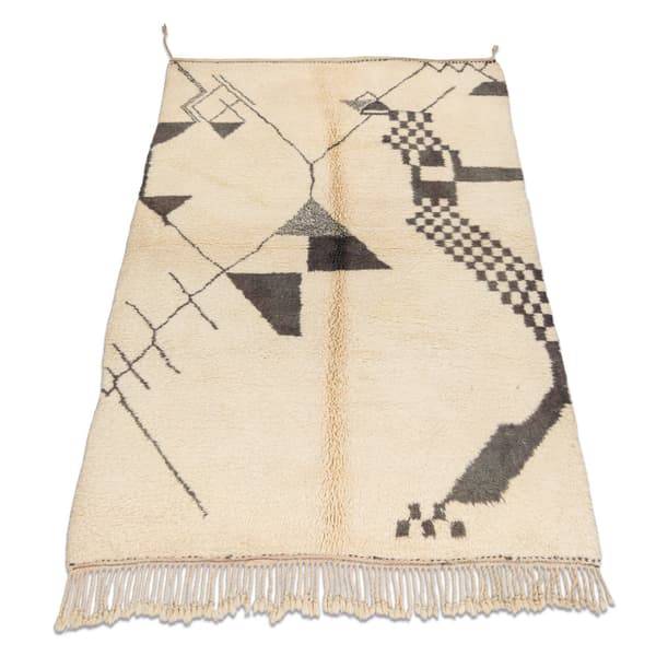 BERBER matto MR1801 Beni Mrirt käsinkudottu Marokosta, Boho - beige / harmaa, 150x240 cm