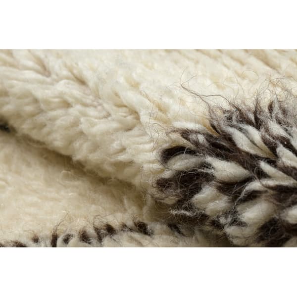 BERBER matto BJ1147 Boujaad käsinkudottu Marokosta, Boho - beige / musta, 150x235 cm