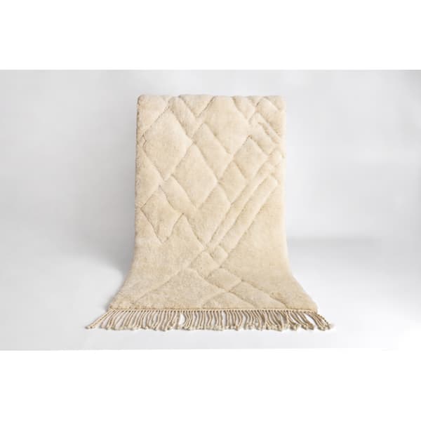 BERBER tæppe MR4365 Beni Mrirt håndvævet fra Marokko, Romber - beige, 85x155 cm