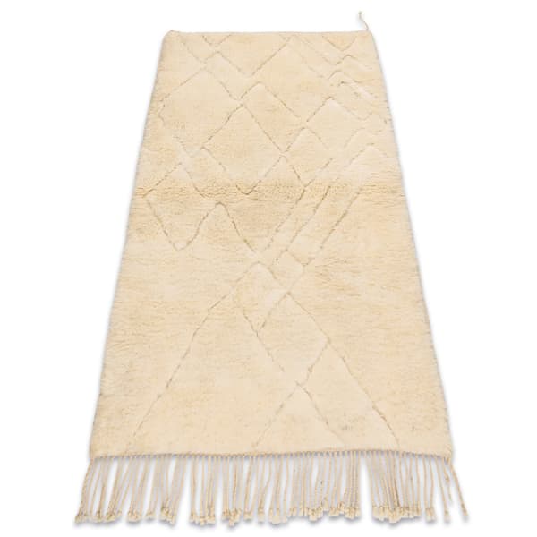 BERBER tæppe MR4365 Beni Mrirt håndvævet fra Marokko, Romber - beige, 85x155 cm