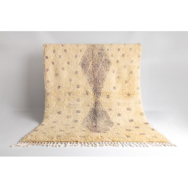 BERBER matto BJ1127 Boujaad käsinkudottu Marokosta, Rombit, pisteet - beige / harmaa, 140x190 cm