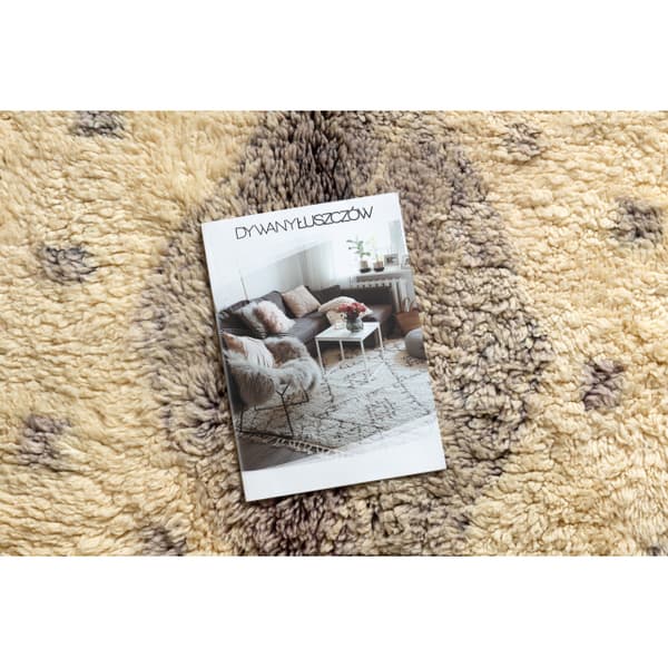 BERBER matto BJ1127 Boujaad käsinkudottu Marokosta, Rombit, pisteet - beige / harmaa, 140x190 cm