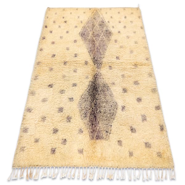 BERBER matto BJ1127 Boujaad käsinkudottu Marokosta, Rombit, pisteet - beige / harmaa, 140x190 cm