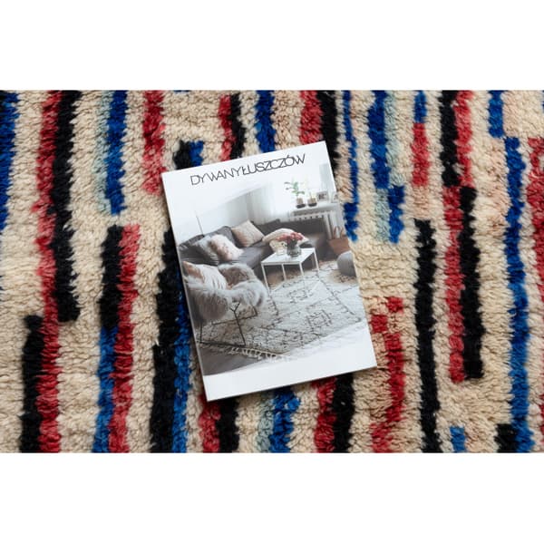 BERBER matto MR2139 Beni Mrirt käsinkudottu Marokosta, Linjat - beige / punainen, 115x180 cm