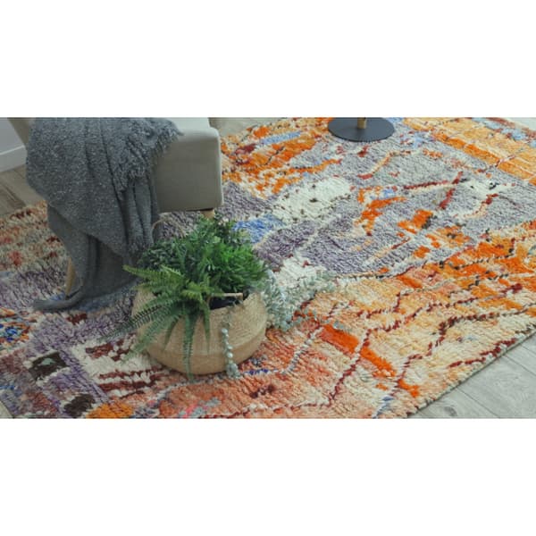 BERBER matto BJ1020 Boujaad käsinkudottu Marokosta, Boho - beige / oranssi, 165x260 cm