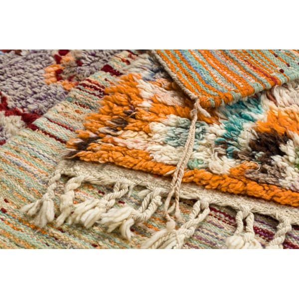 BERBER matto BJ1020 Boujaad käsinkudottu Marokosta, Boho - beige / oranssi, 165x260 cm