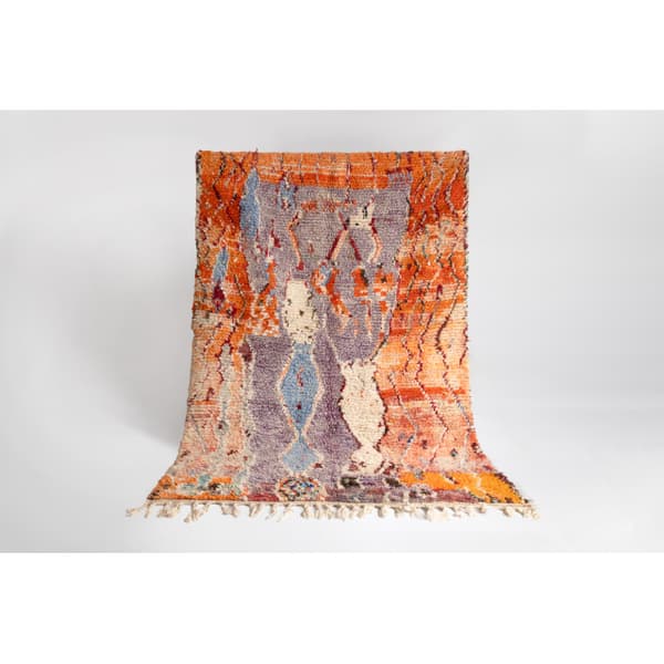 BERBER matto BJ1020 Boujaad käsinkudottu Marokosta, Boho - beige / oranssi, 165x260 cm