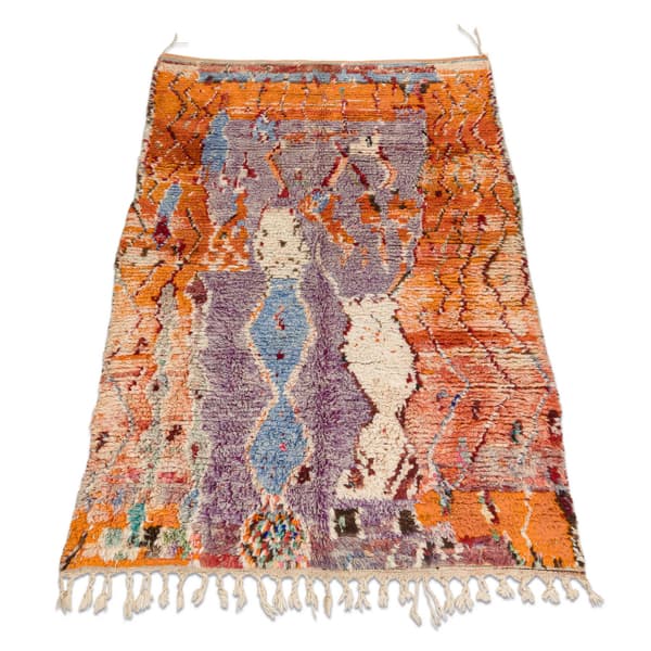 BERBER matto BJ1020 Boujaad käsinkudottu Marokosta, Boho - beige / oranssi, 165x260 cm