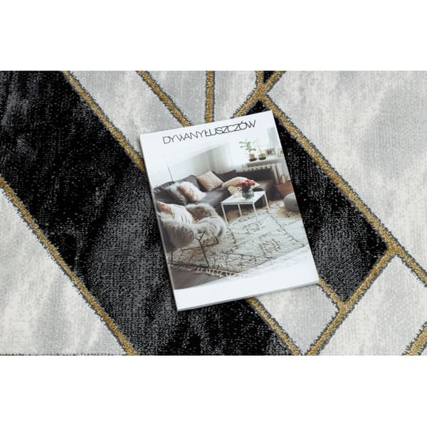 Exklusiv EMERALD Löpare 1015 glamour, snygg marble, geometrisk svart / guld 120 cm, 120x430 cm