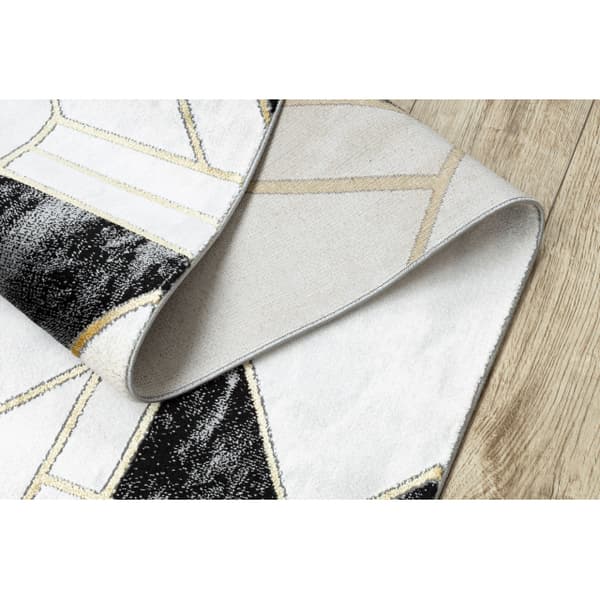 Exklusiv EMERALD Löpare 1015 glamour, snygg marble, geometrisk svart / guld 120 cm, 120x780 cm