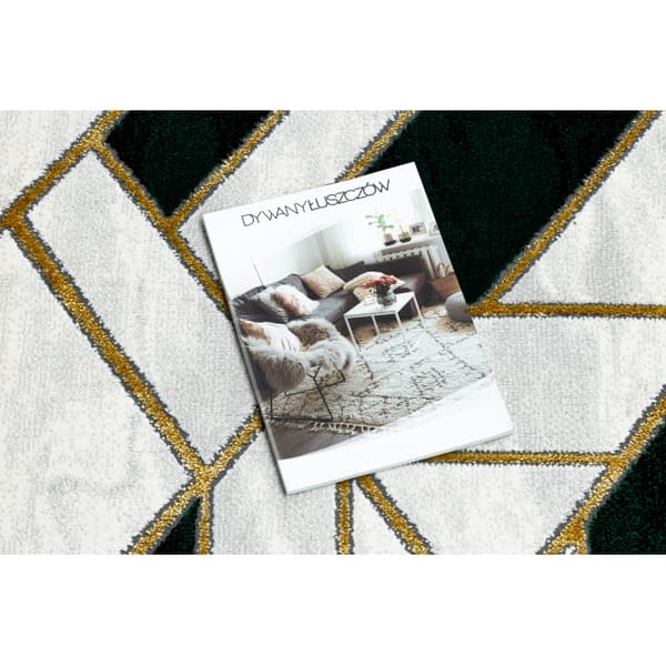 Exklusiv EMERALD Löpare 1015 glamour, snygg marble, geometrisk flaska grön / guld 80 cm, 80x400 cm