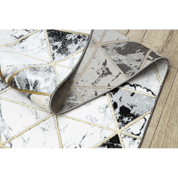 Exklusiv EMERALD Löpare 1020 glamour, snygg marble, trianglar svart / guld 70 cm, 70x160 cm