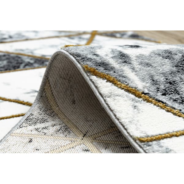 Exklusiv EMERALD Löpare 1020 glamour, snygg marble, trianglar svart / guld 70 cm, 70x160 cm