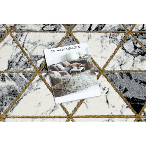 Exklusiv EMERALD Löpare 1020 glamour, snygg marble, trianglar svart / guld 70 cm, 70x160 cm