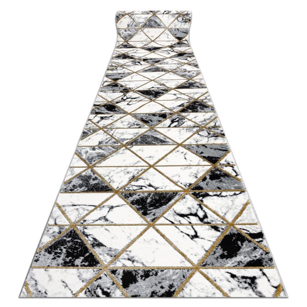 Exklusiv EMERALD Löpare 1020 glamour, snygg marble, trianglar svart / guld 100 cm, 100x140 cm