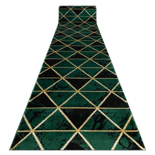 Exklusiv EMERALD Löpare 1020 glamour, snygg marble, trianglar flaska grön / guld 120 cm, 120x470 cm