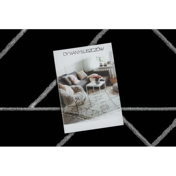 Exklusiv EMERALD Löpare 7543 glamour, snygg geometrisk svart / silver 120 cm, 120x230 cm