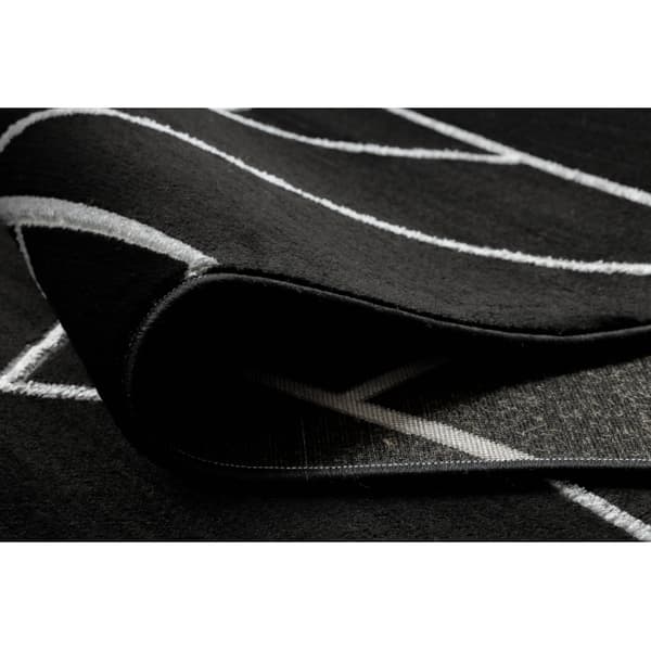 Fortovet EMERALD eksklusiv 7543 glamour, stilfuld geometrisk sort / sølv 120 cm, 120x470 cm