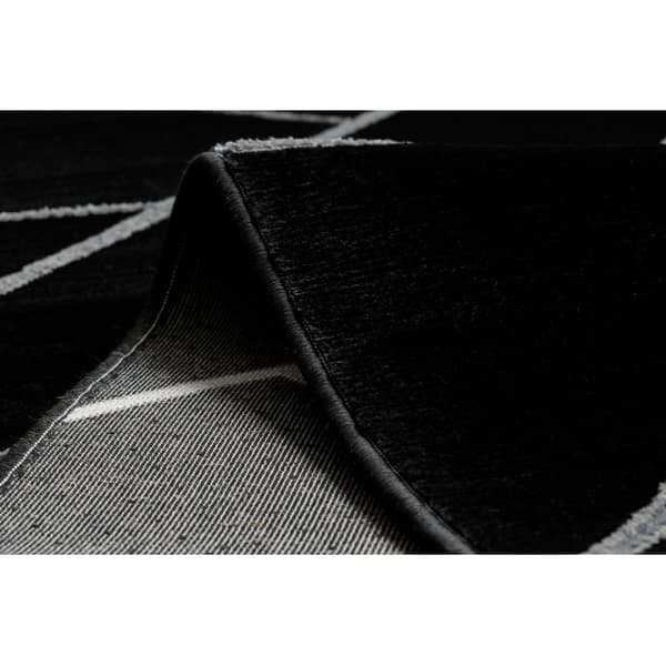 Fortovet EMERALD eksklusiv 7543 glamour, stilfuld geometrisk sort / sølv 120 cm, 120x470 cm