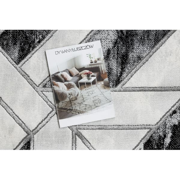 Exklusiv EMERALD Löpare 81953 glamour, snygg geometrisk svart / silver  80 cm, 80x360 cm