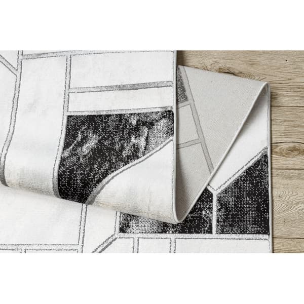 Exklusiv EMERALD Löpare 81953 glamour, snygg geometrisk svart / silver  80 cm, 80x860 cm