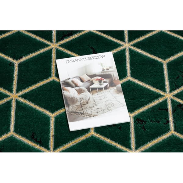 Exklusiv EMERALD Löpare 1014 glamour, snygg kub flaska grön / guld 80 cm, 80x510 cm