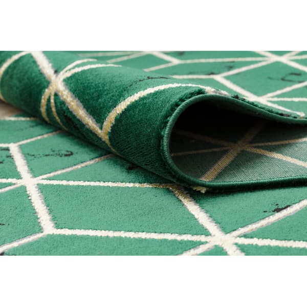 Exklusiv EMERALD Löpare 1014 glamour, snygg kub flaska grön / guld 80 cm, 80x530 cm